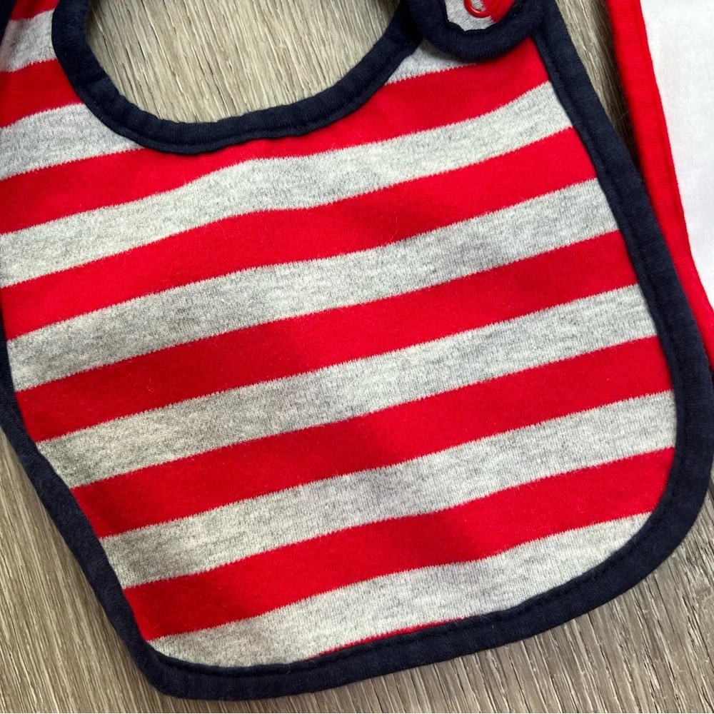 CARTERS 2PC WATER RESISTANT BIBS BOAT NAUTICAL RED BLUE ONE SIZE
